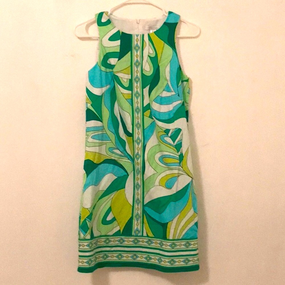 London Times Colorful Pucci-inspired Cotton Sleeveless Dress, size 4